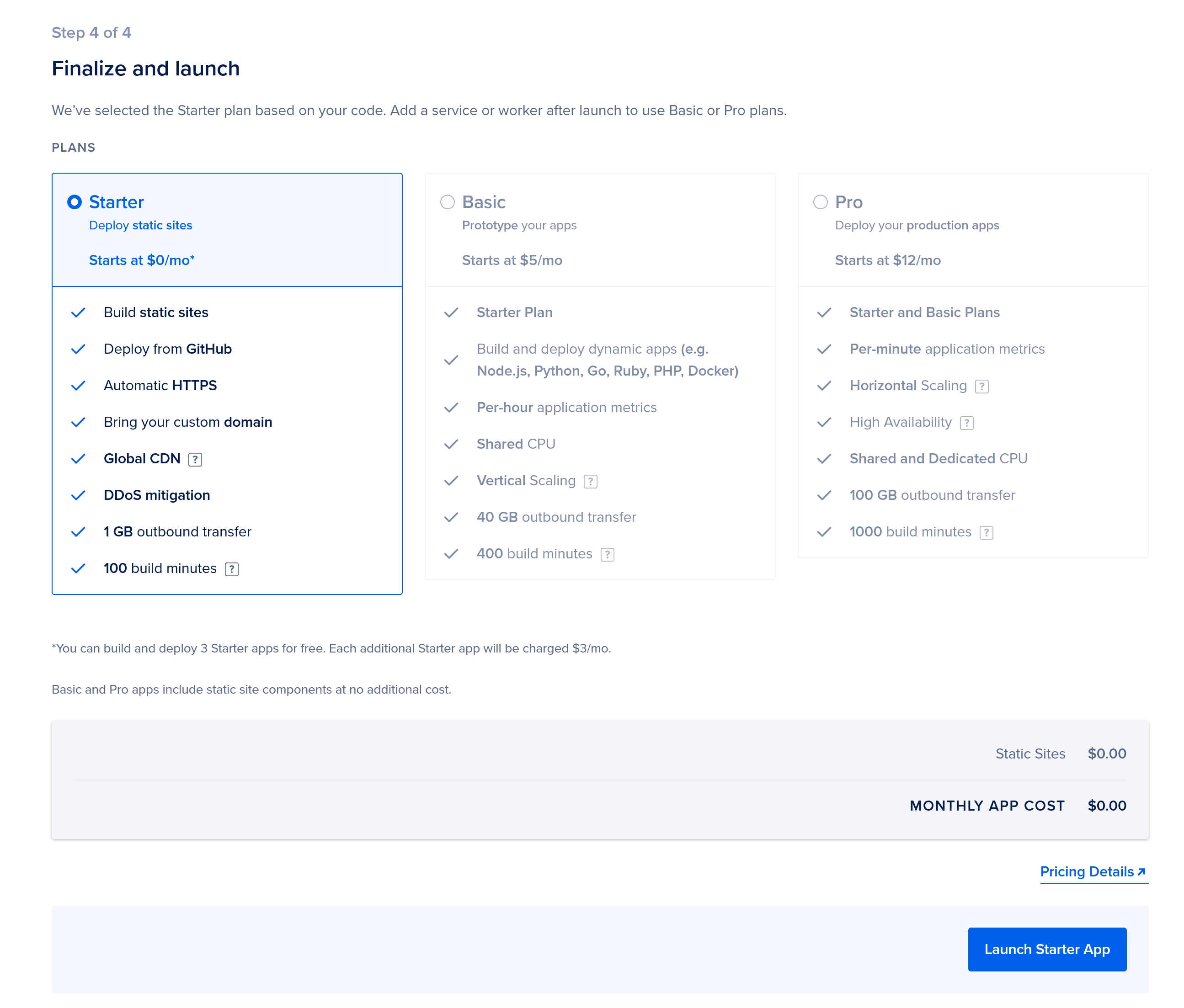 Launch starter app
