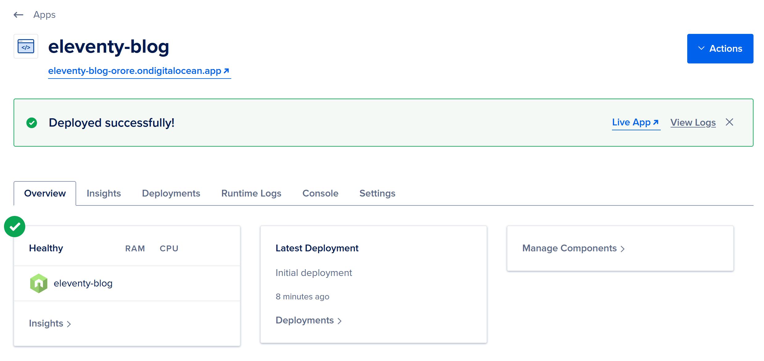 Site deployed to DigitalOcean’s App Platform