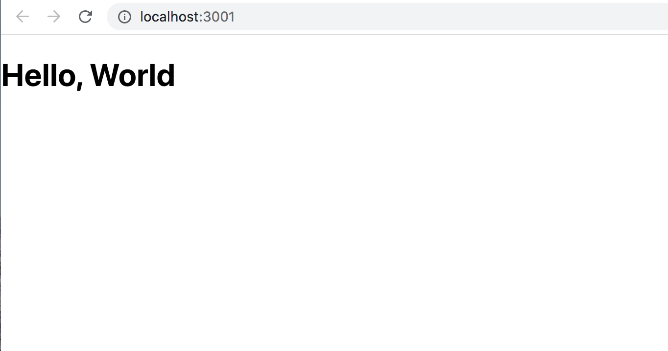 Bildschirmanzeige des Browsers mit „Hello, World“