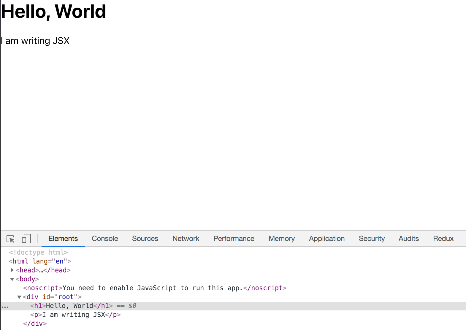 Browser mit Anzeige des Markups und DevTools mit Anzeige des Markups ohne leere Tags