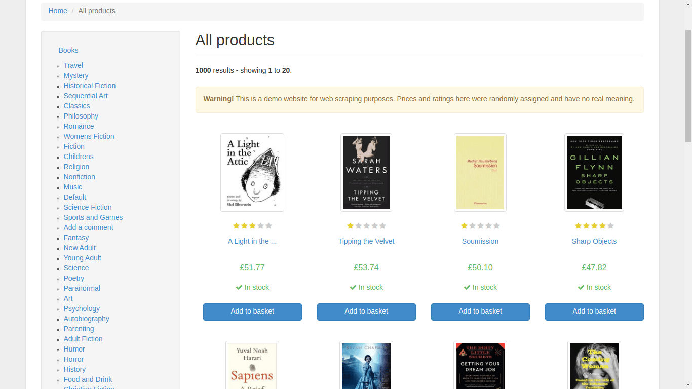 Books to scrape websites image