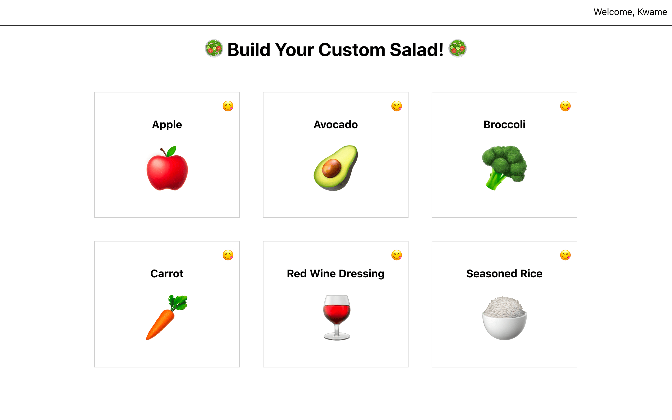 Salad Builder with Items