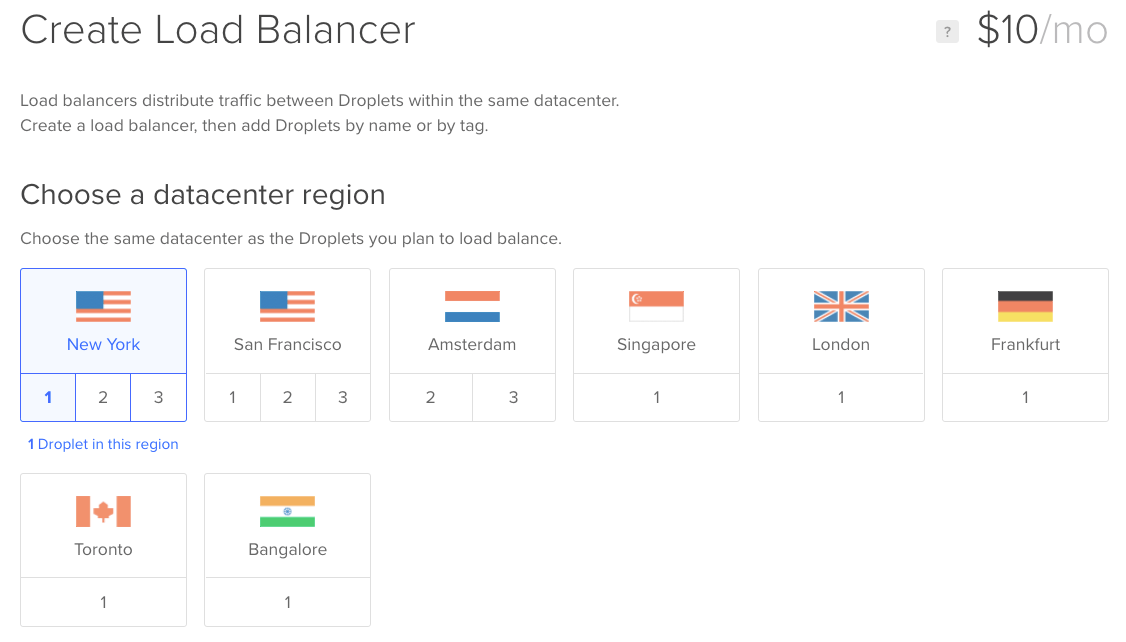 Create Load Balancer - Choose Region