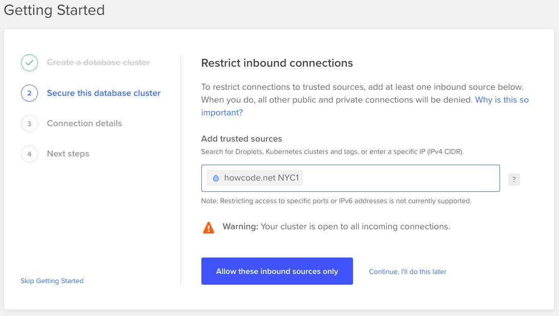 Create Database - Trusted sources