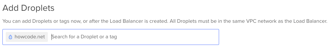 Create Load Balancer - Add Droplets