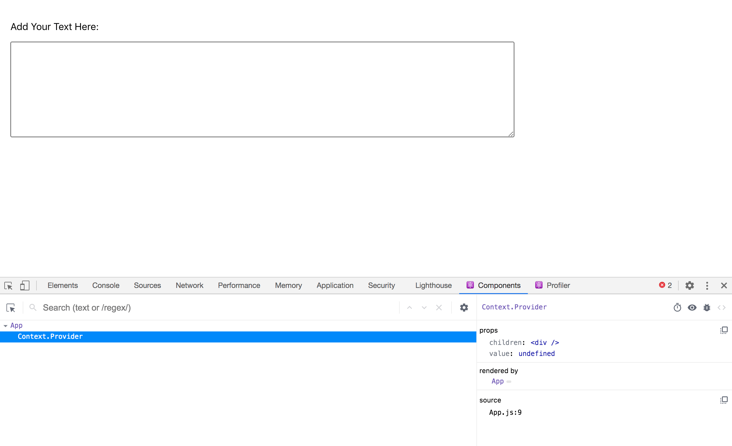 Component context in React Developer Tools