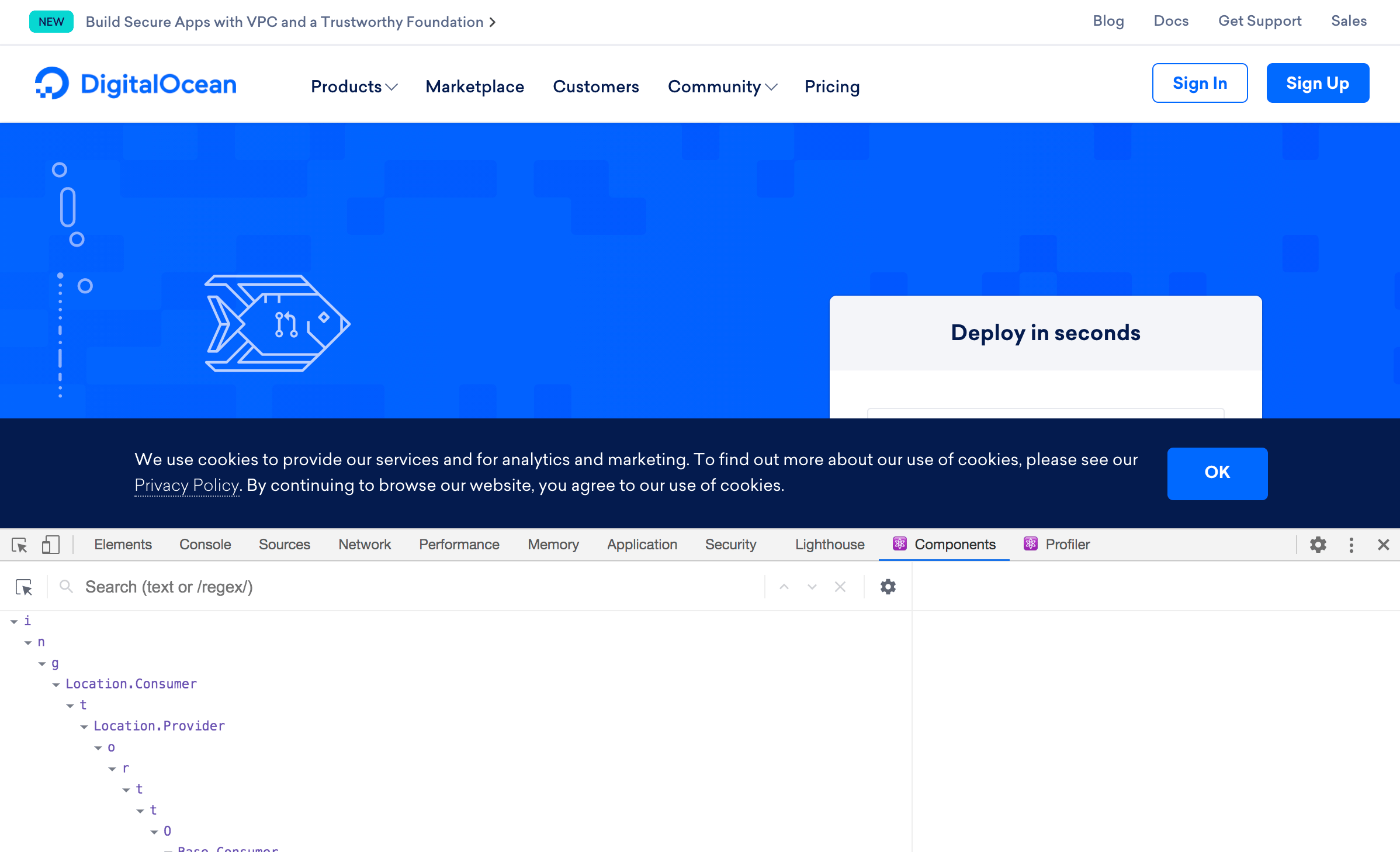 Components for digitalocean.com in the console