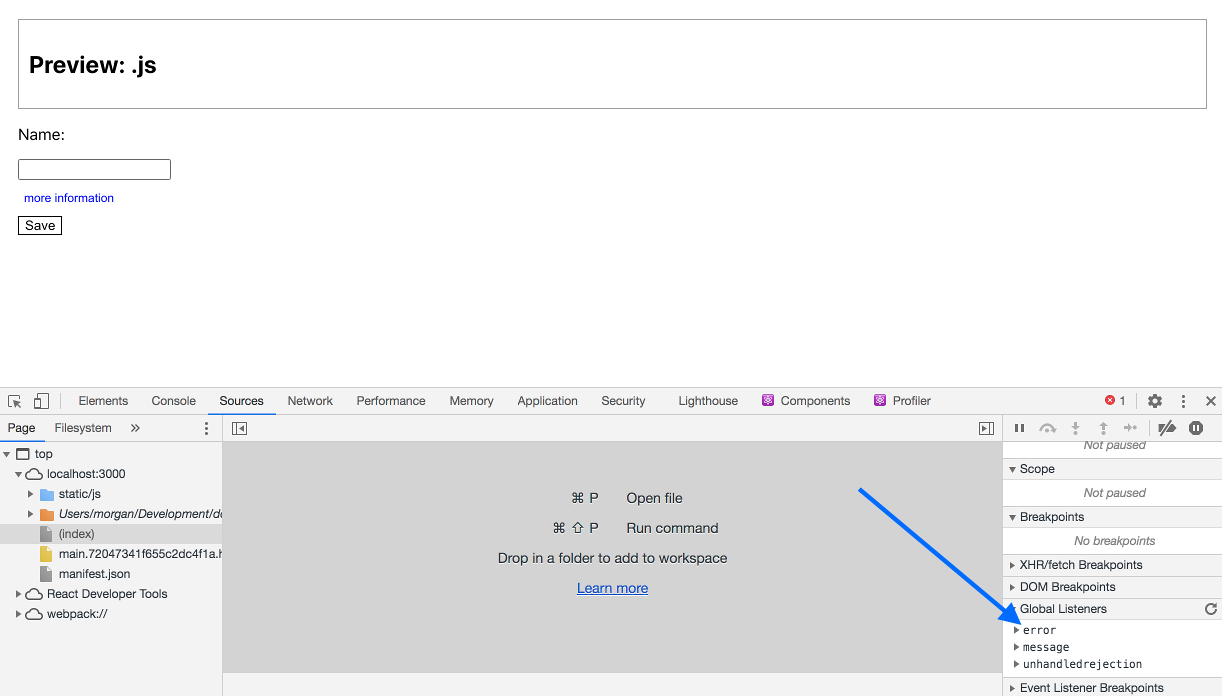 No click event listener
