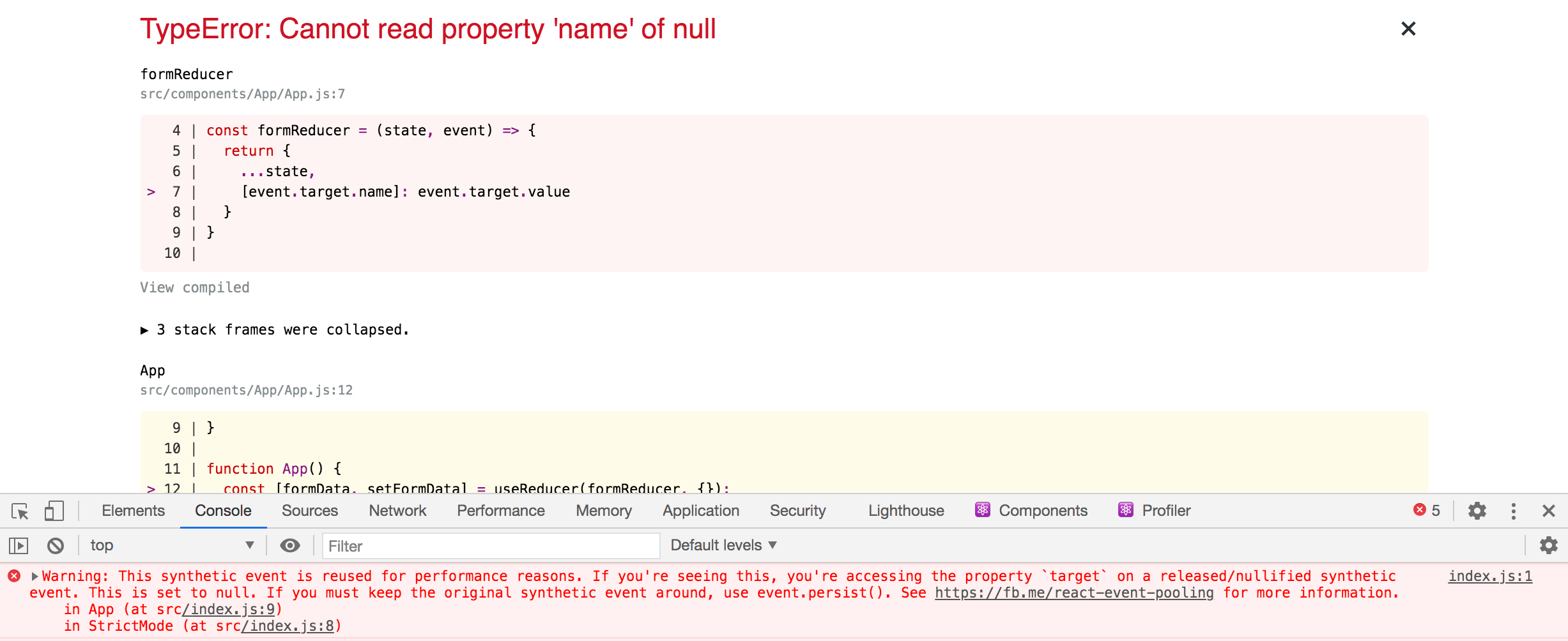 Error with SyntheticEvent