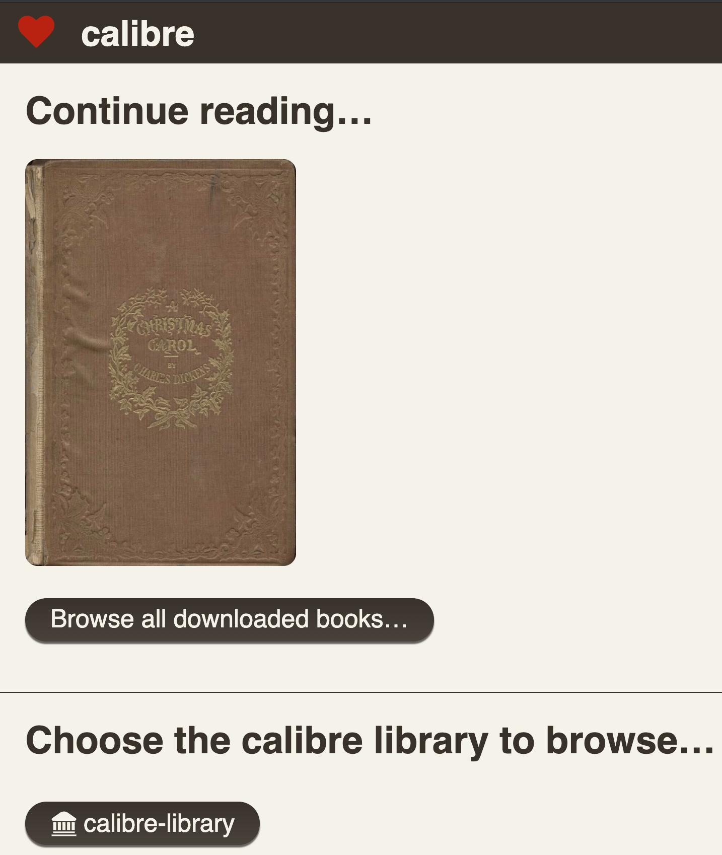 calibre server menu