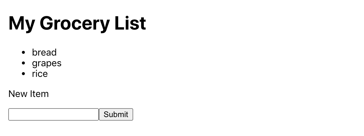 Grocery List Form