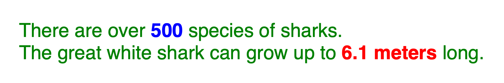 The text in both sentences on the about page are now rendered green and in a sans serif font, except for the text in both <strong> tags, which is bold with the first <strong> text being blue and the second being red.