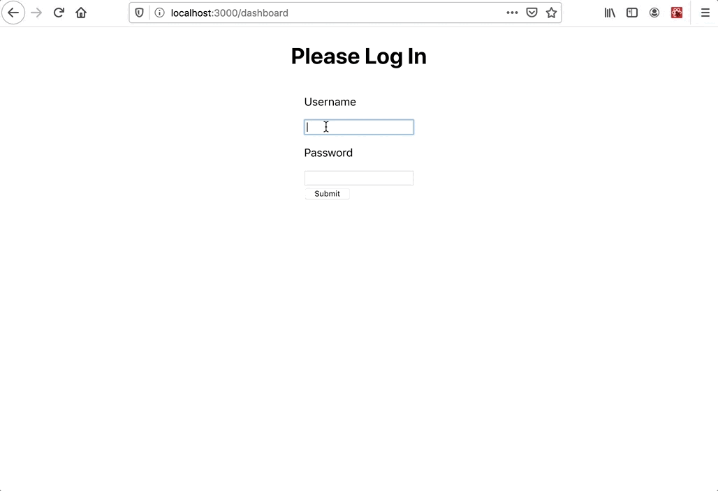 Login page