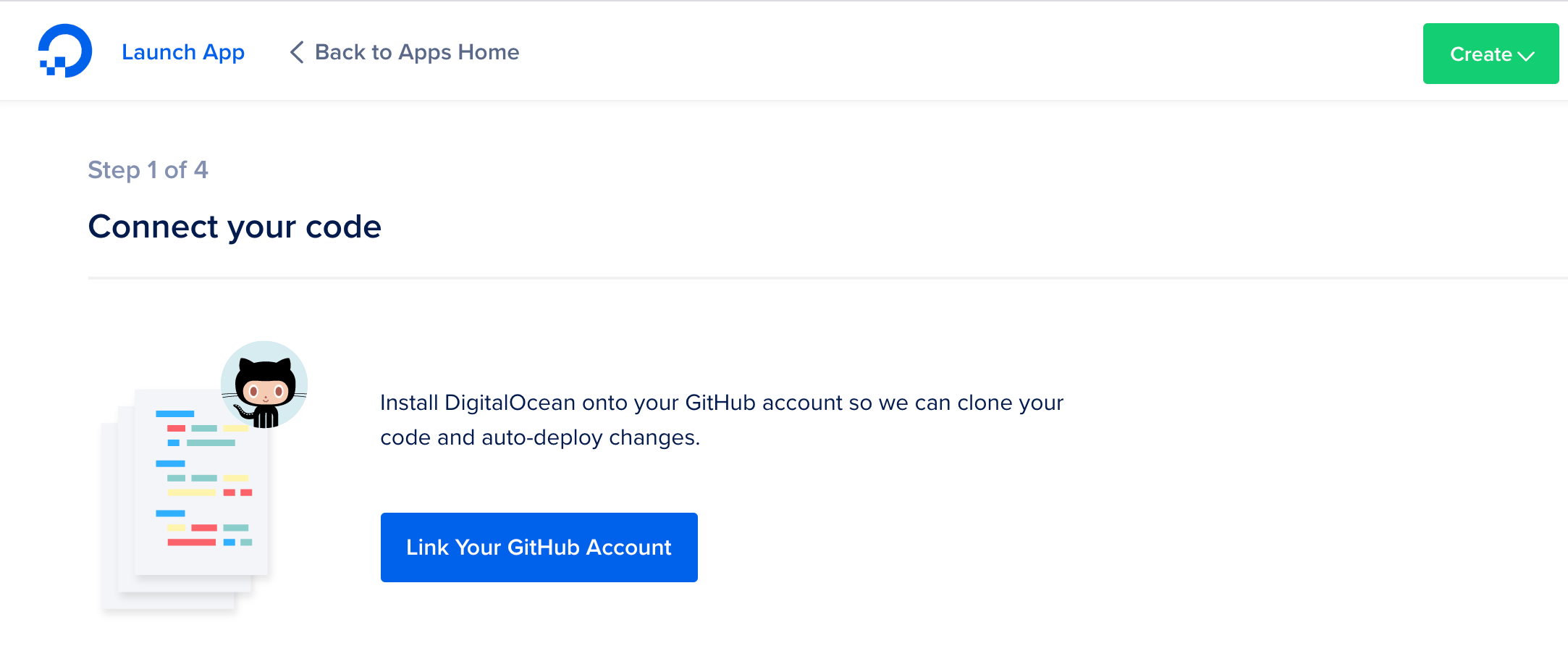 Link GitHub to DigitalOcean page