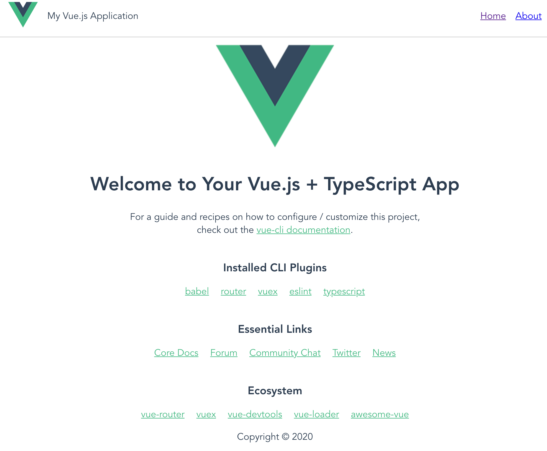 Sample vue application with a computed header