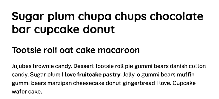 Text content in black on white with headlines closer together vertically and paragraph lines of text further apart.