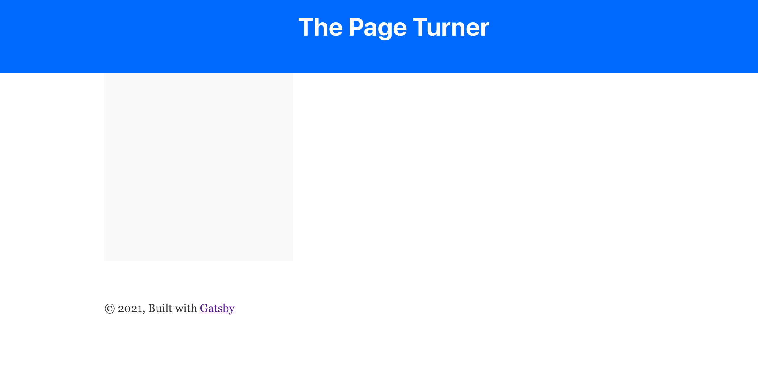 Landing page with title rendered in header