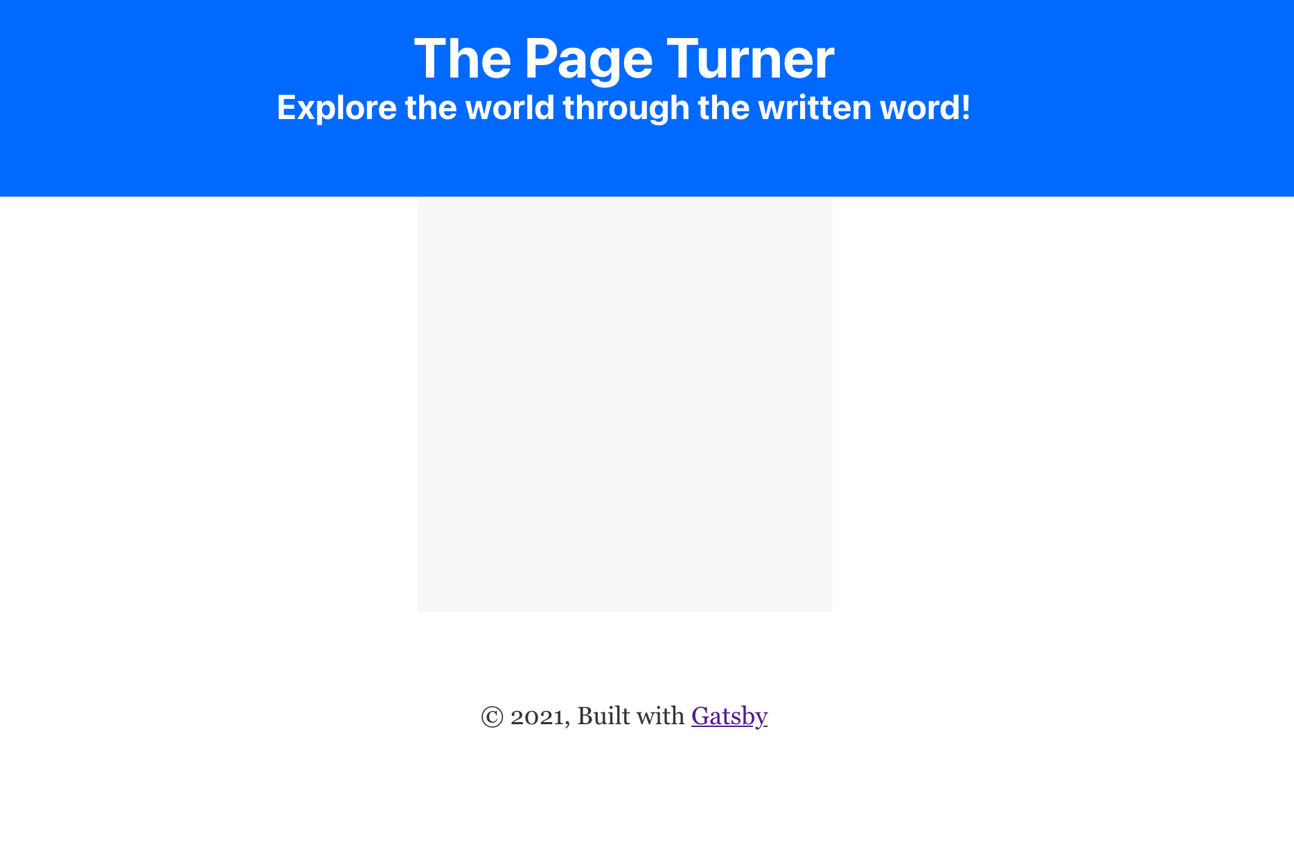 Landing page with rendered header but no content