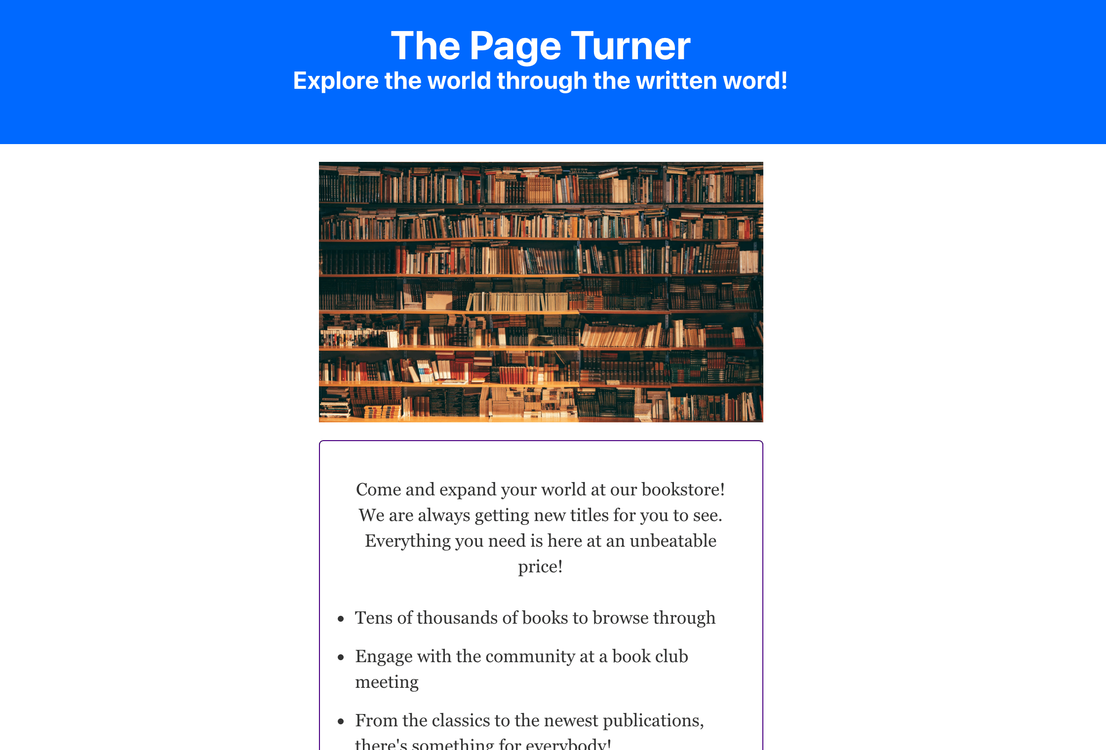 Resulting landing page from following this tutorial, displaying the header, hero image, and sales pitch