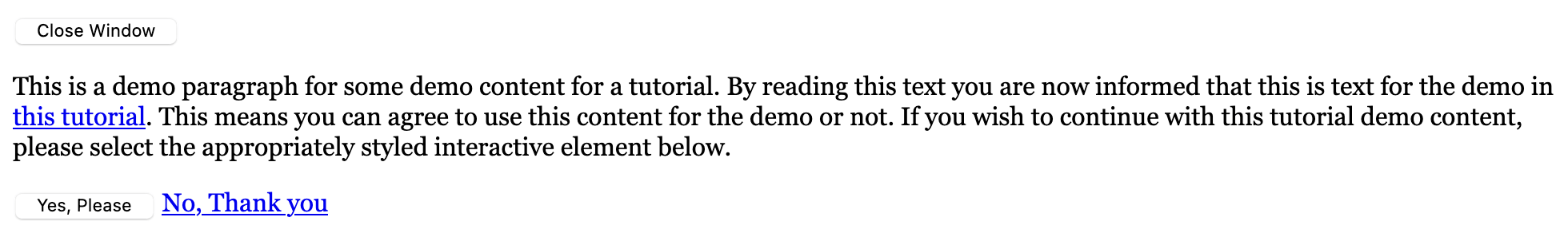 Black serif text on a white background with two blue underlined links and two interactive butons.