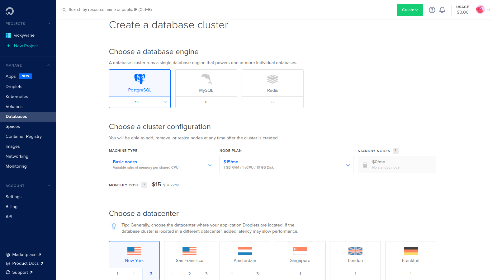 Digitalocean database cluster