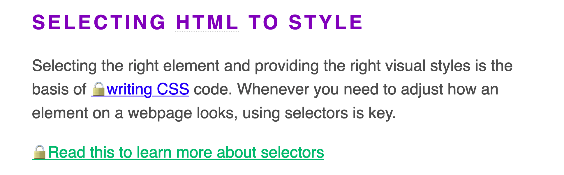 Links in two different styles with lock emoji preceding the link text.