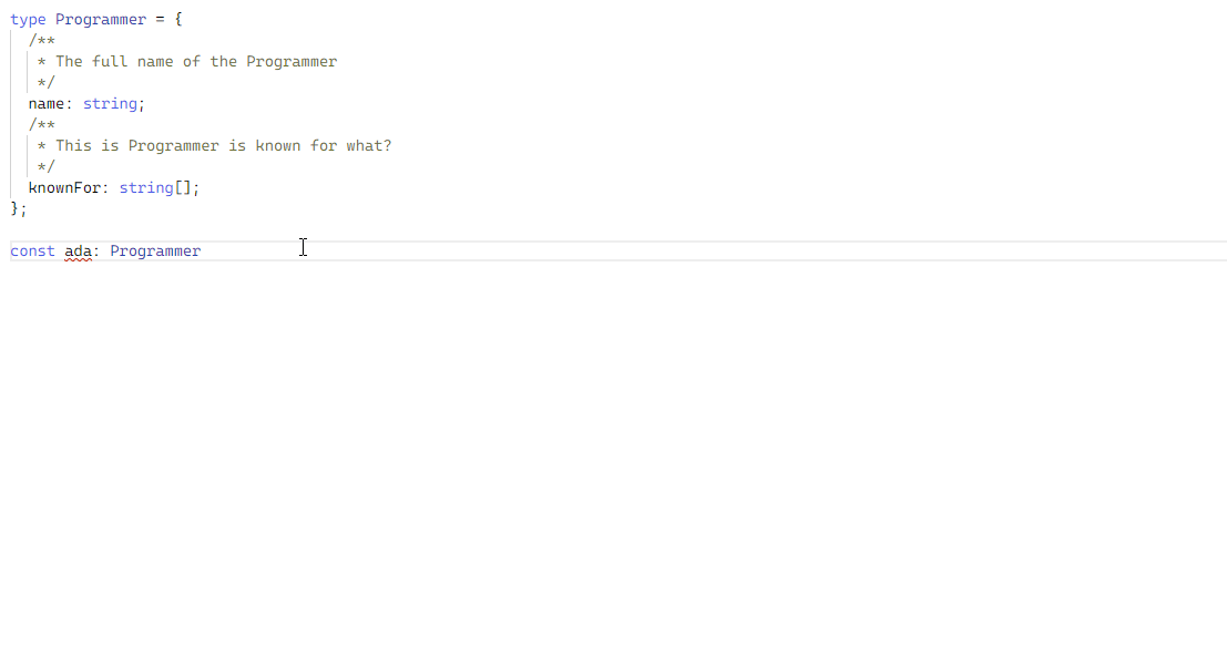 Code completion with TSDoc comments