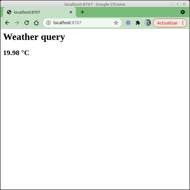 A result including the Celsius symbol