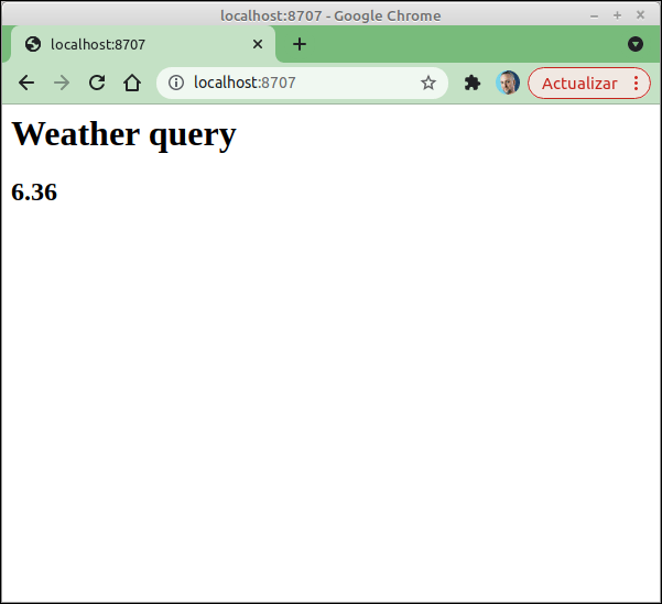 A page showing a hardcoded response