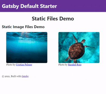 Screen recording showing that clicking a single image on the demo page launches a full-page lightbox viewer, complete with controls, which is closed after switching between the images