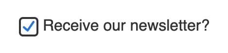 Square with rounded edge and a blue checkmark inside with black sans-serif text to the right.