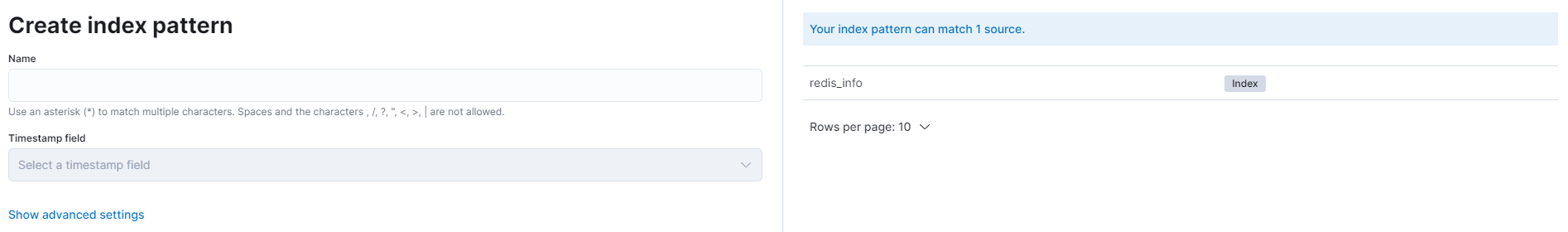 Kibana - Create index pattern