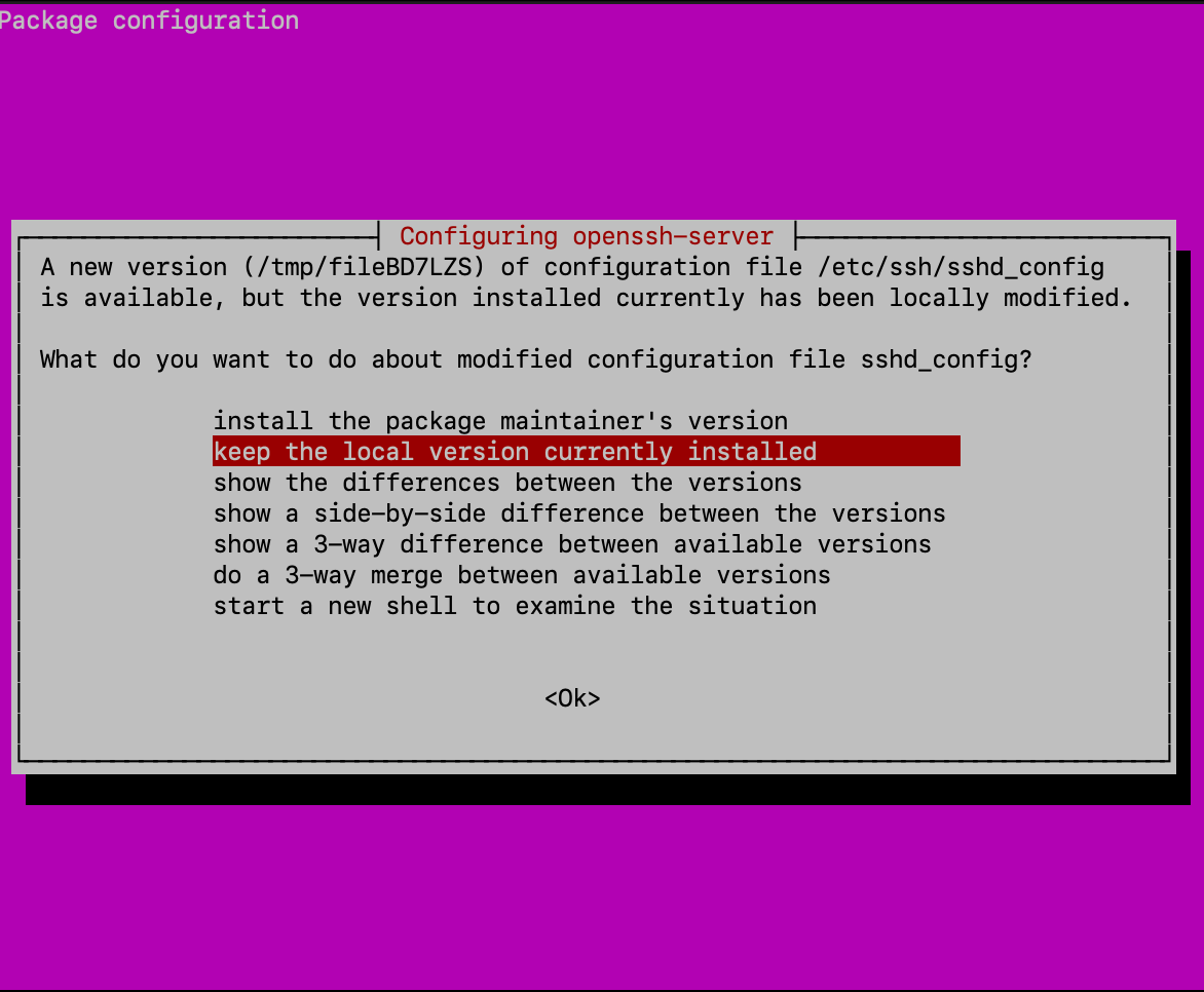 Ubuntu 20.04 package upgrade prompt