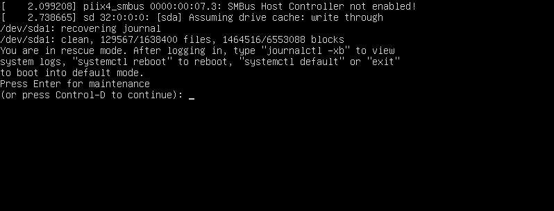 Command line maintenance mode prompt in Ubuntu 18.04