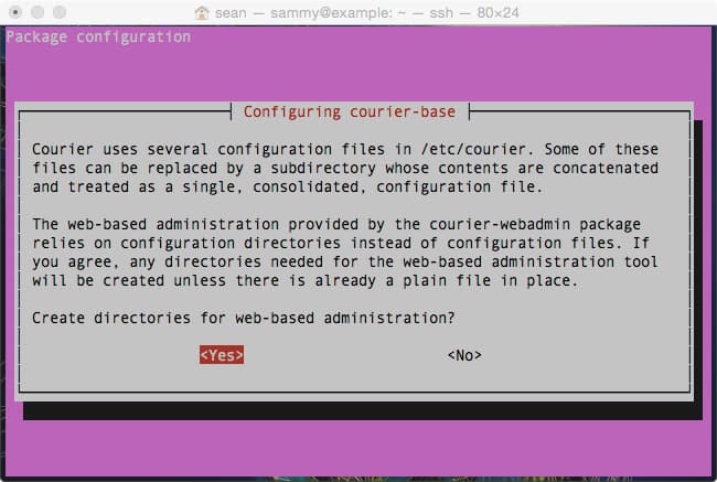 Create Courier Web-Based Administration Directories? <Yes>