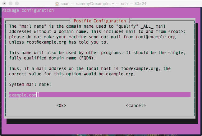 Enter Postfix FQDN