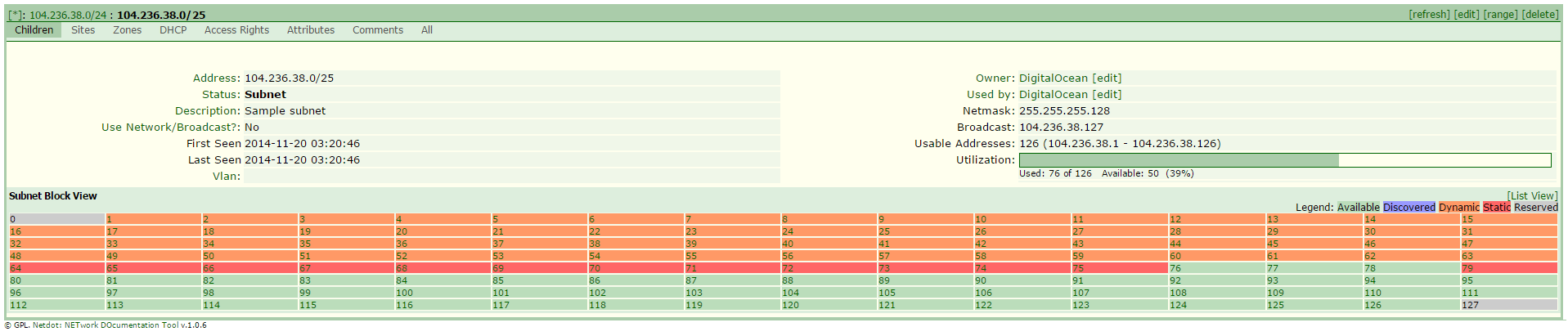 Subnet block view