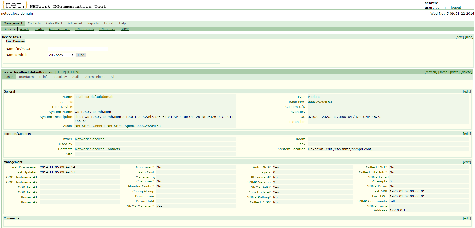 Basics tab