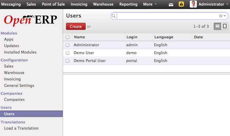 OpenERP User Management