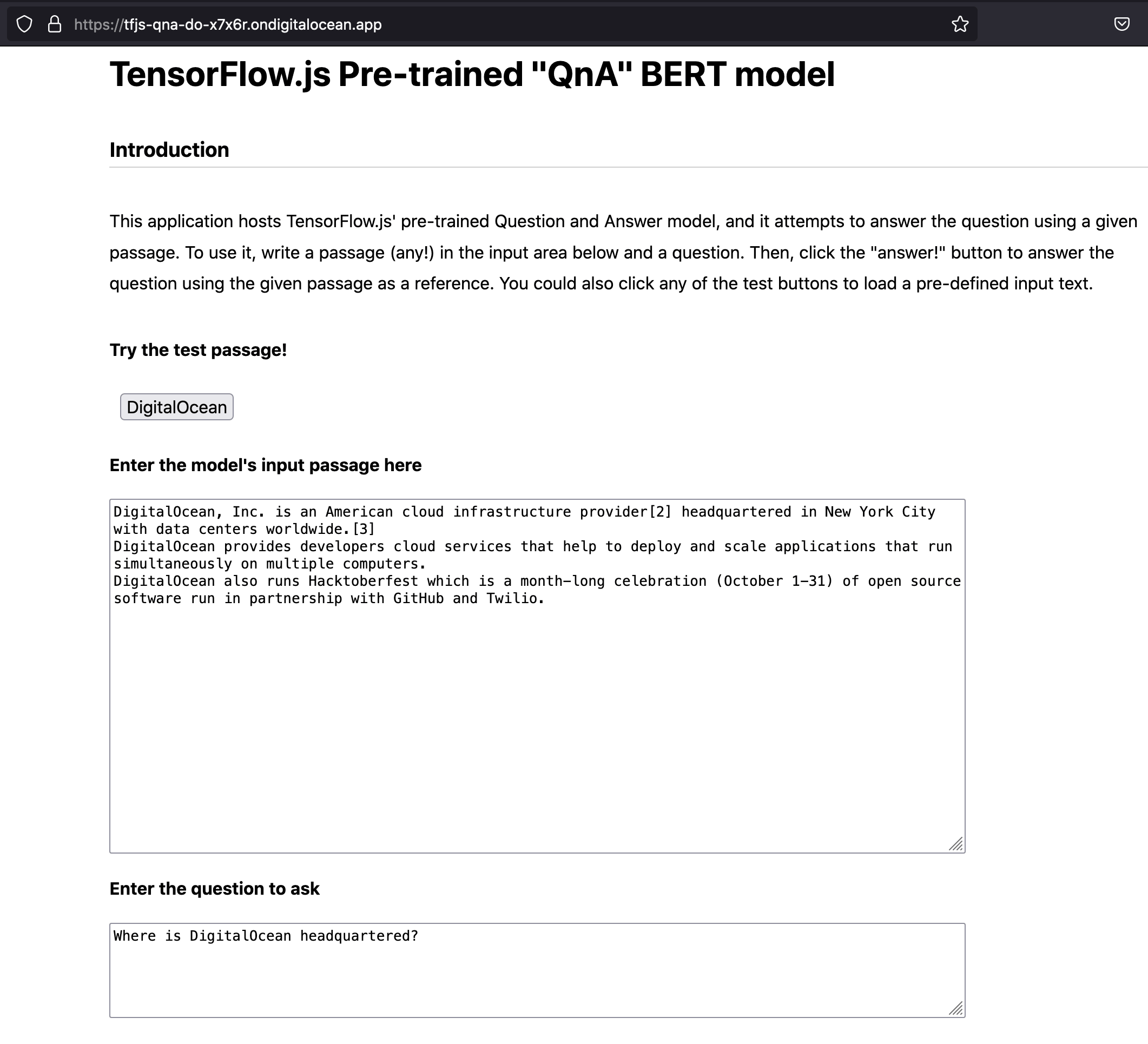 Deployed app