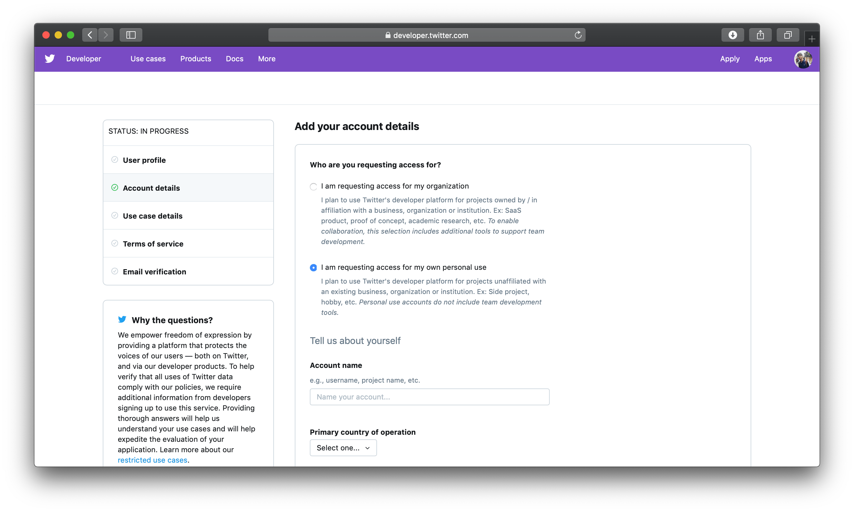 Twitter API Personal Use
