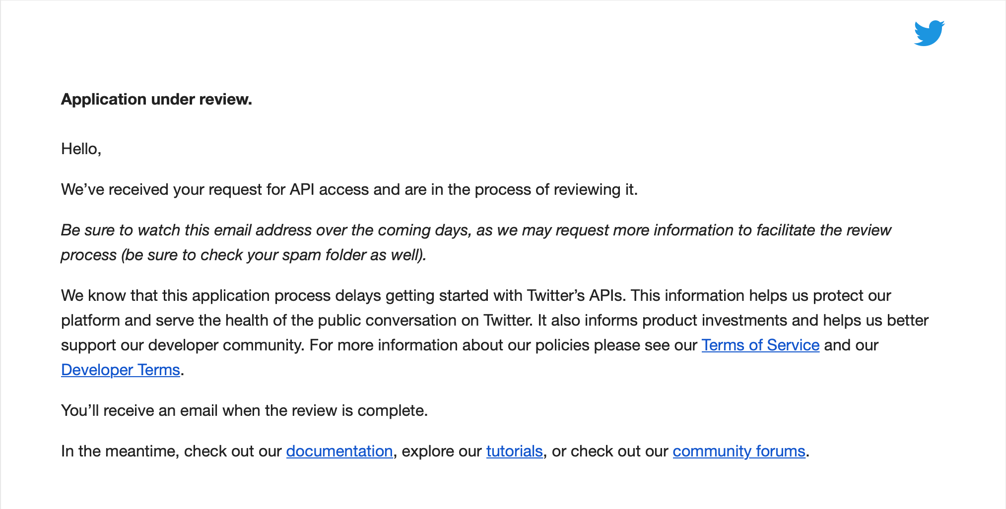 Application Review Email