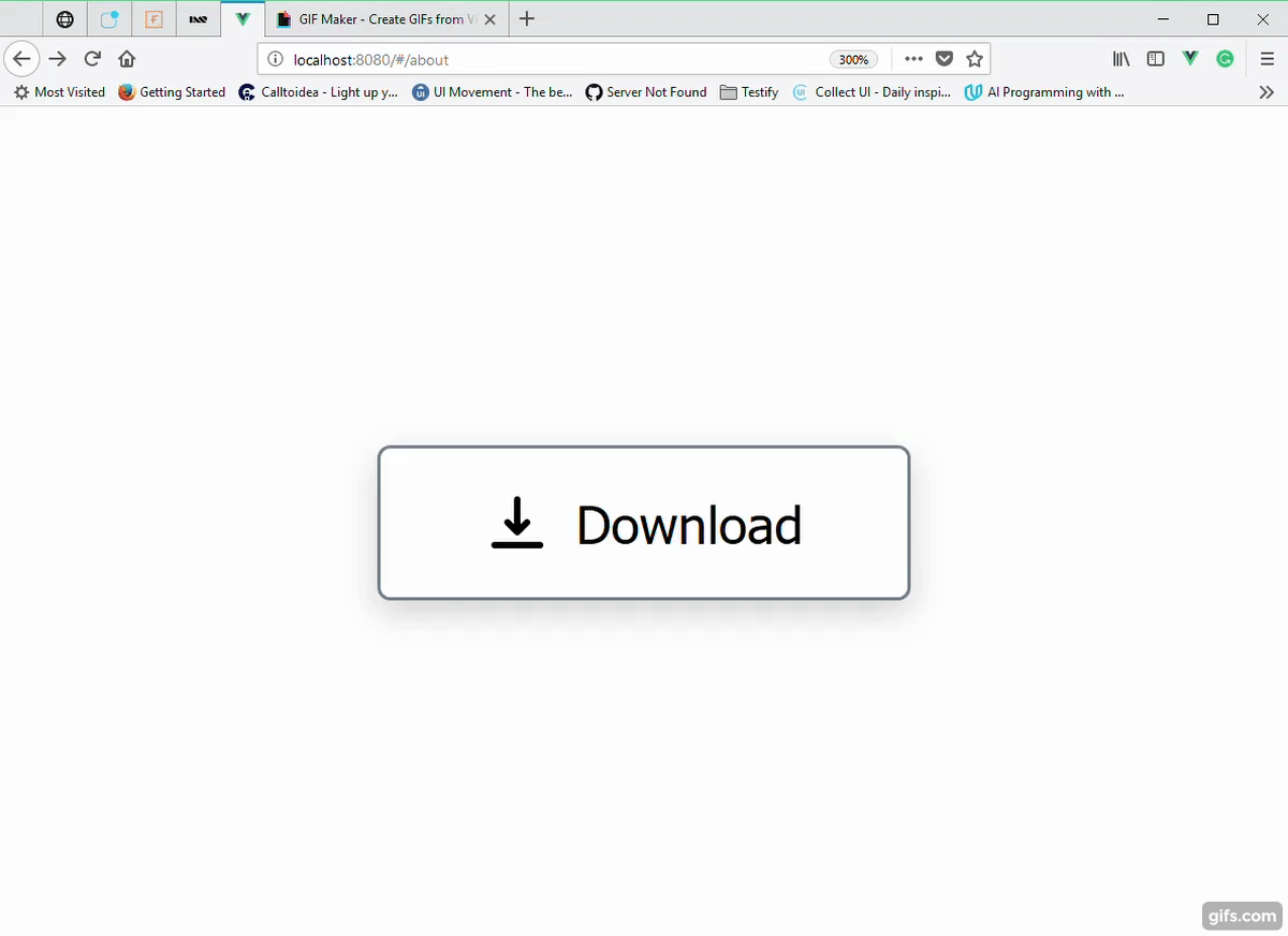 Animated gif of user interacting with a download button and a loading circle appearing.