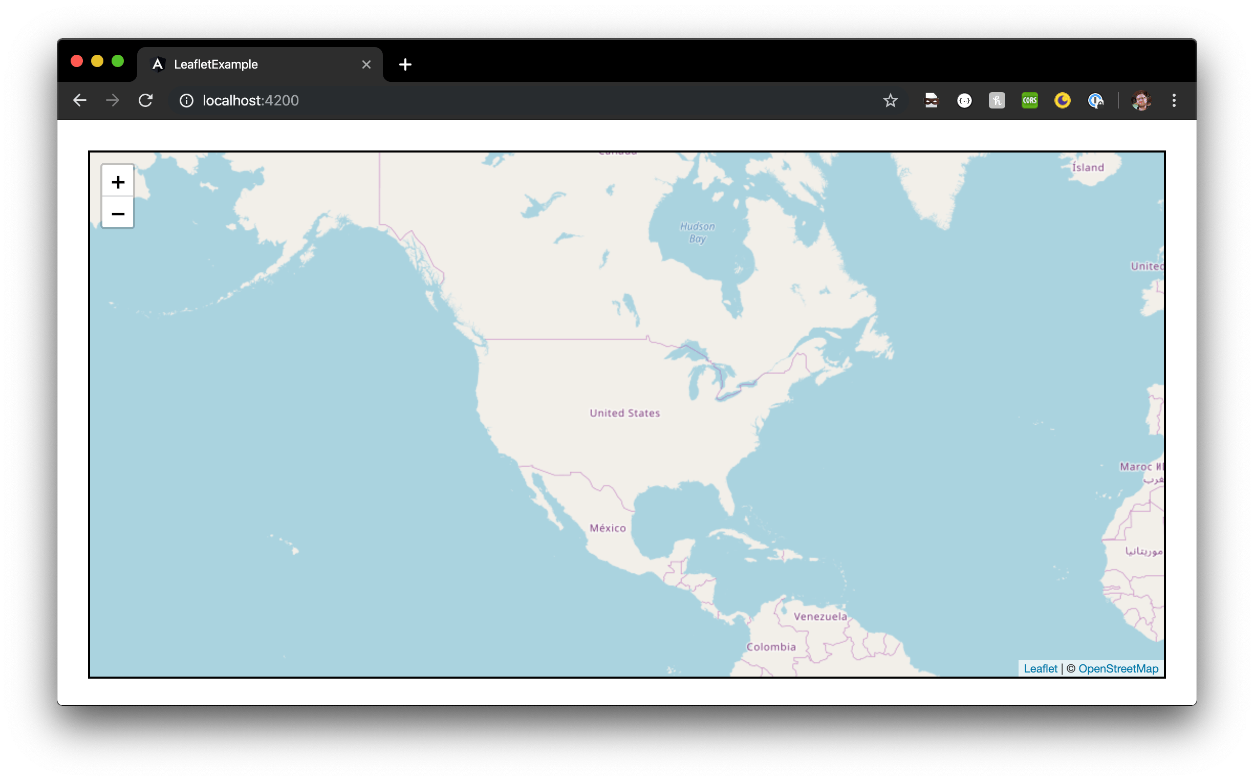 Screenshot of the completed demo with map tiles placed correctly.