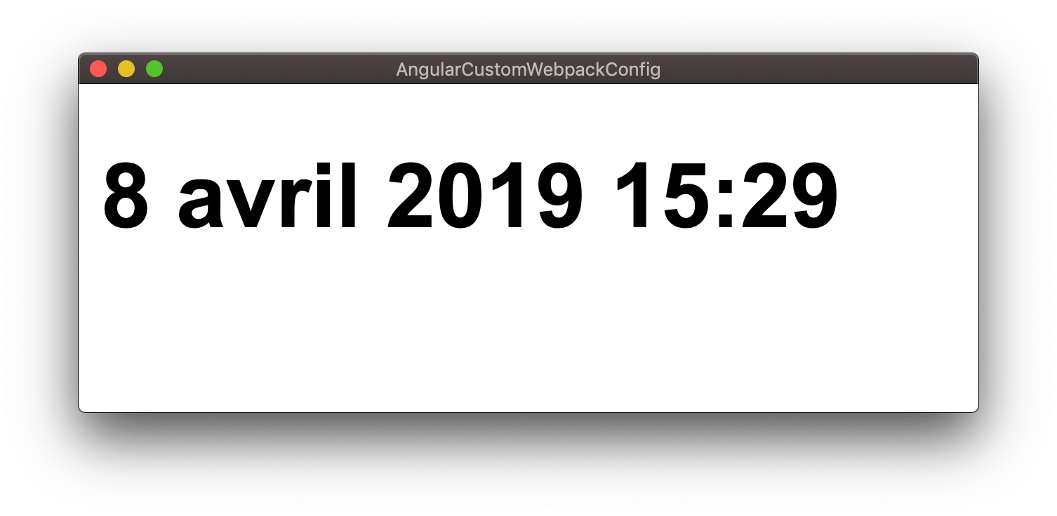 Screenshot of Angular application displaying: 8 avril 2019 15:29