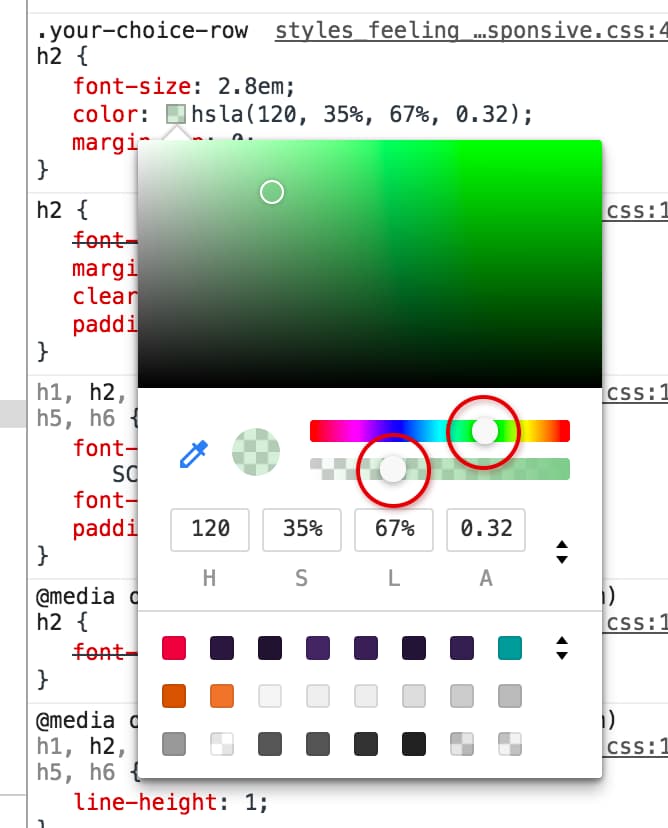 Change the hue and opacity