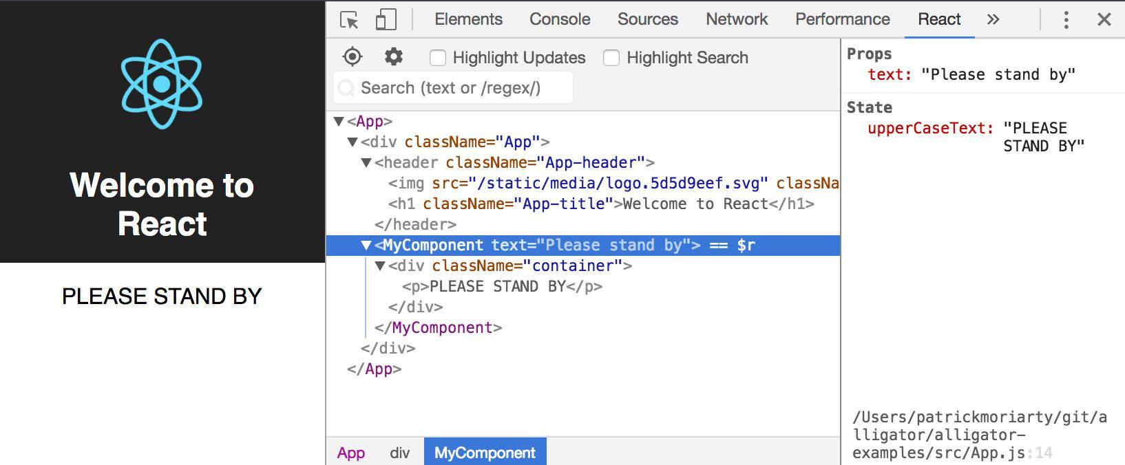 React devtools component hierarchy