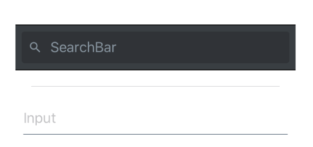 Screenshot of examples of the SearchBar and Input components.