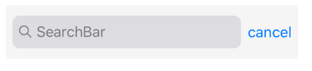 Screenshot of the Cancel Button appearing in the SearchBar component.