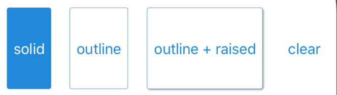 Screenshot of four examples of the Button component with the solid, outline, outline + raised, and clear styles.